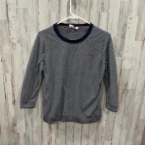 Gap Blue Stripe “Hello” Lightweight Pullover Sweater Top Womens Medium